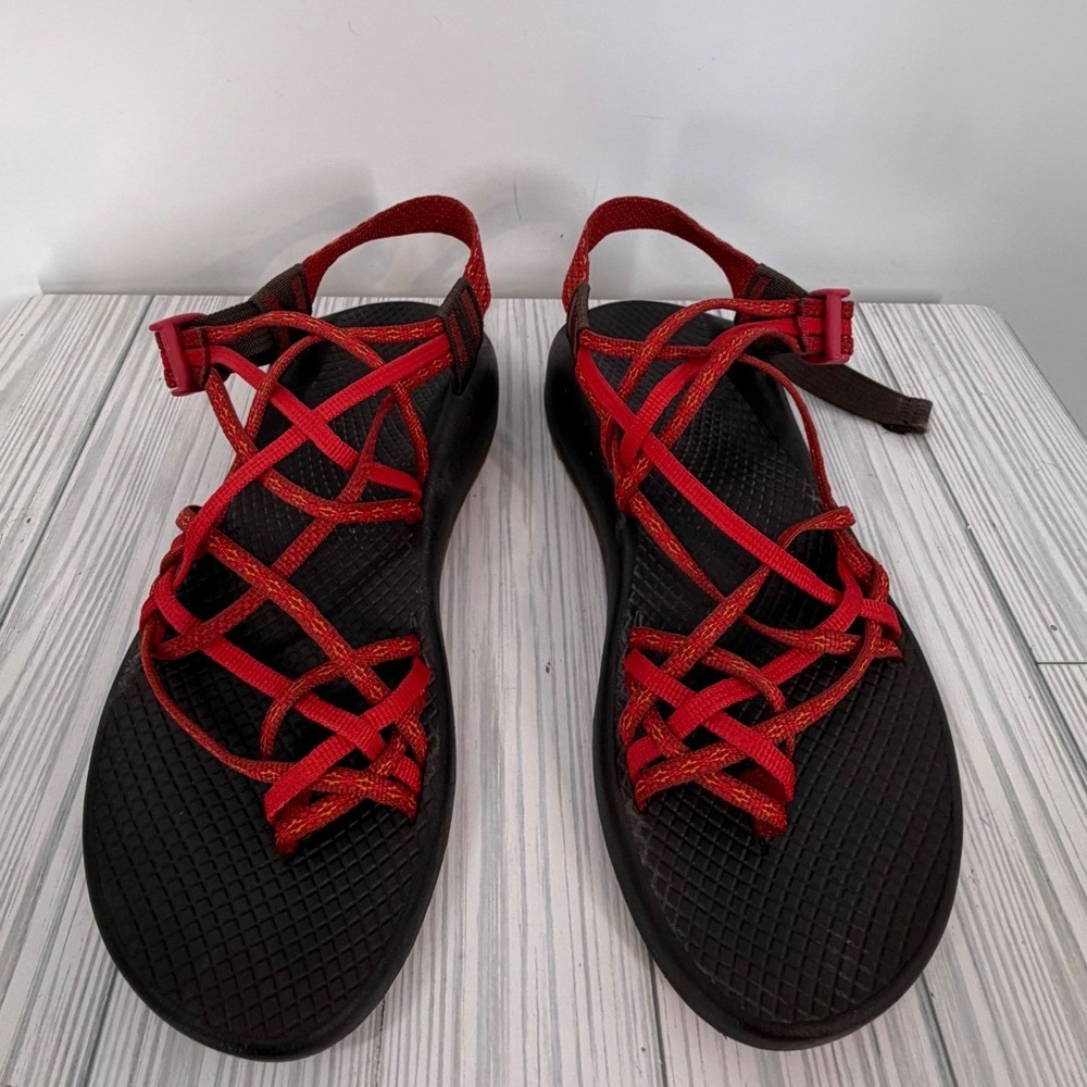 Chaco Cloud ZX3 Sandals Red Brown Multi-Strap Toe Loop Women's Size 9